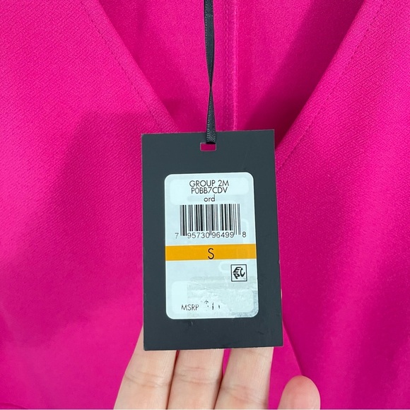 DKNY Sleeveless Midi Dress Asymmetrical Hem V-Neck - Small - Pink Cocktail Party - Picture 12 of 13